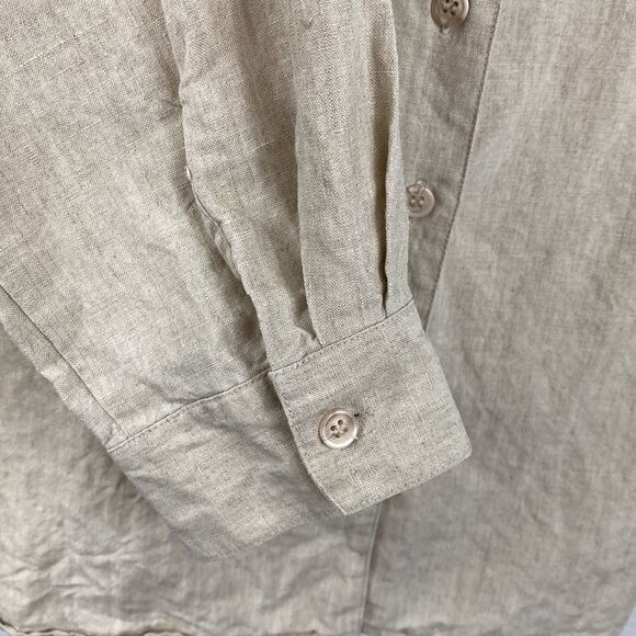 Spencer Tyler Beige Linen Long Sleeve Button Down Shirt size XL - Picture 3 of 8